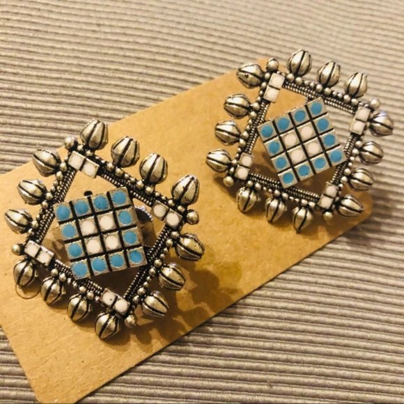 Elegant Hand Made German Silver Earrings Ethnic - Picture 1 of 3